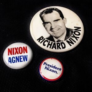 3 Vintage Richard Nixon Presidential Election Campaign Pinback Buttons